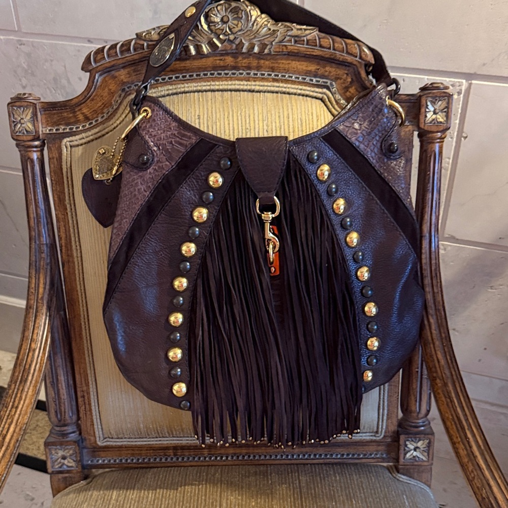 Gucci Dark Brown python and leather Hobo Bag with Gold Accents